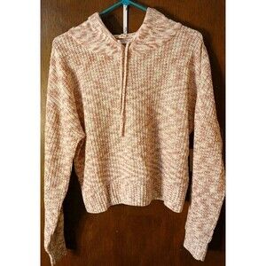 SO Goods For Life WOMENS Med  Long Sleeve Hoodie Cropped Pink/White Marle NWT